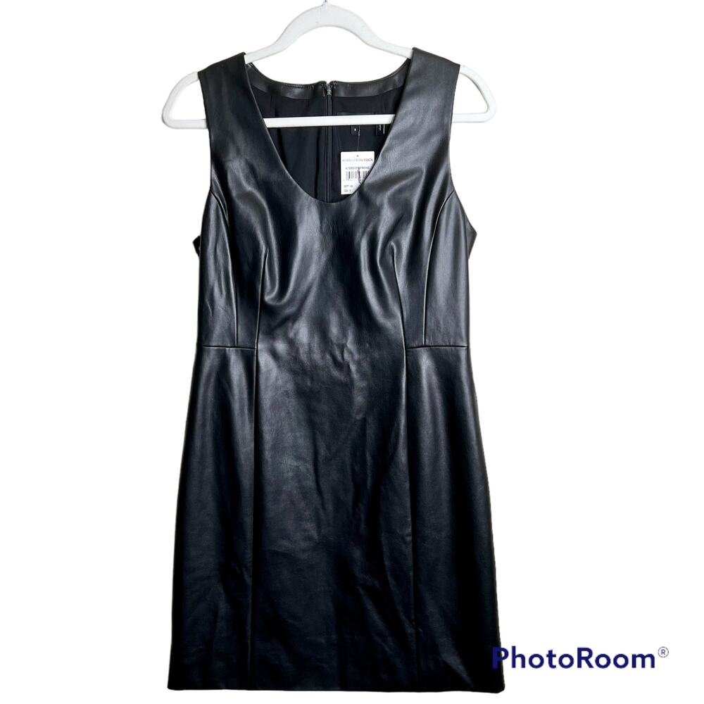 Theory Faux Leather Dress Sheath Dress Size 8 NWT